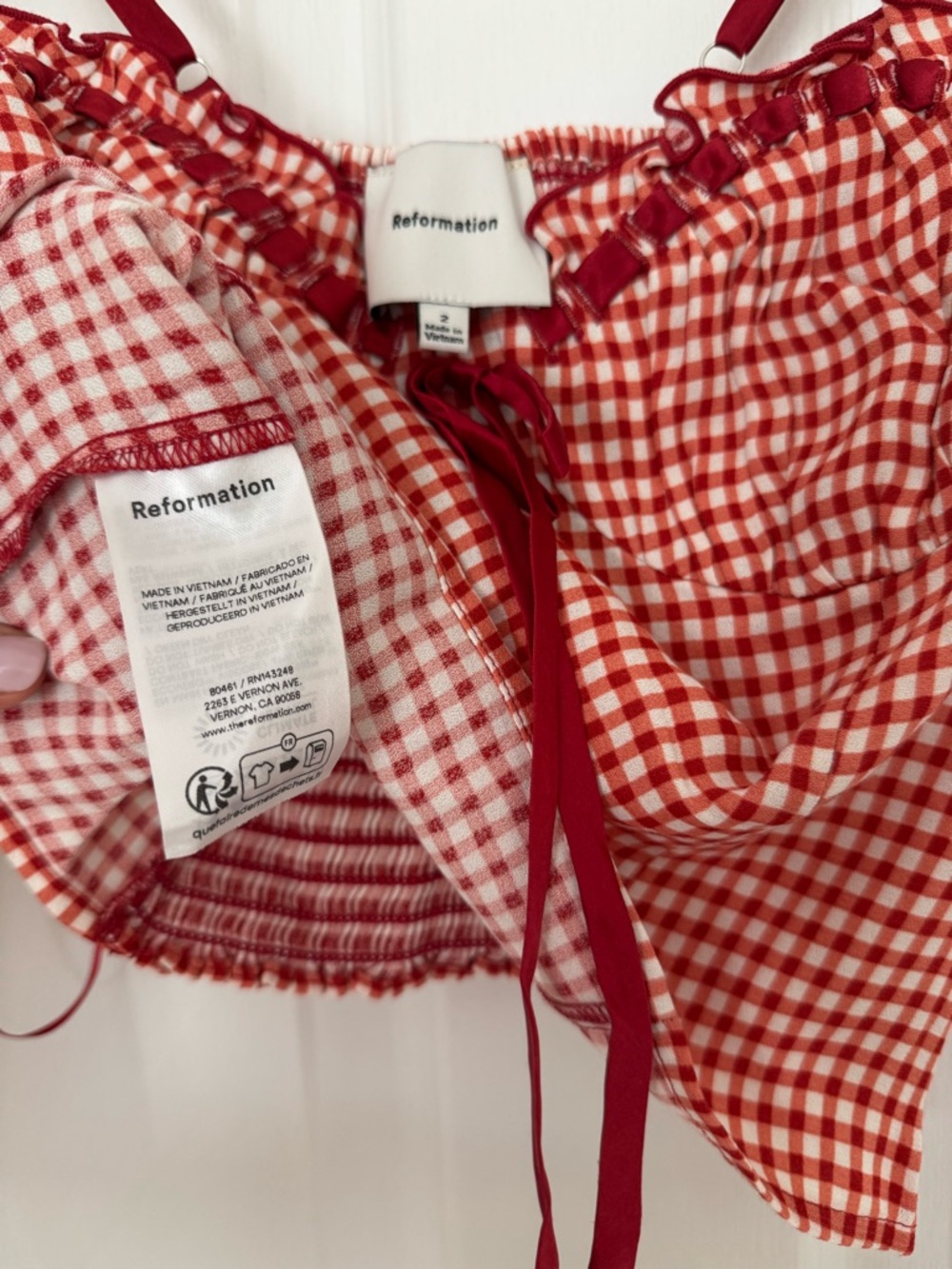 Like new 🍒 Reformation Andrea red gingham top - Picture 7 of 8